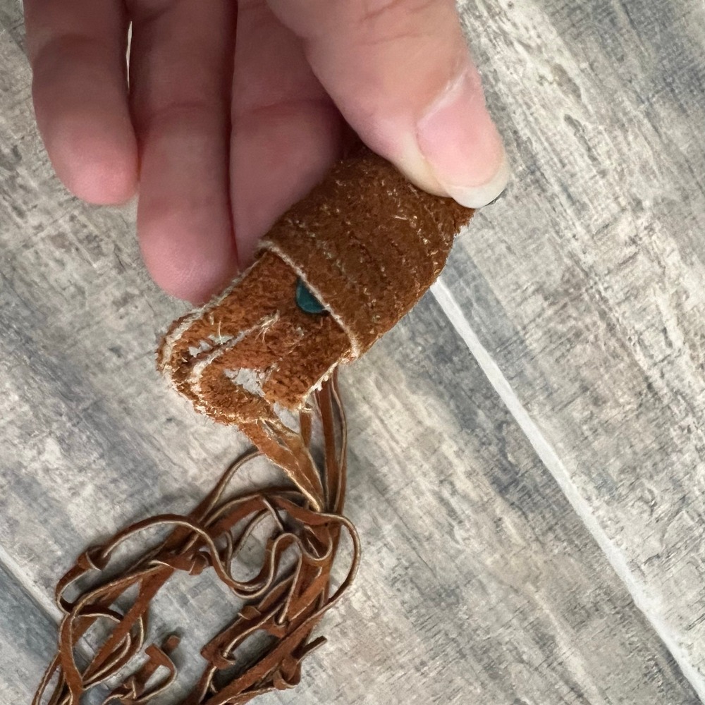Brown Suede Concho Belt Adjustable Tie Western Boho Festival coastal cowgirl - Picture 6 of 9
